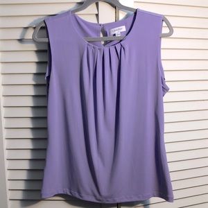 Calvin Klein Pleated Sleeveless Lilac Blouse
